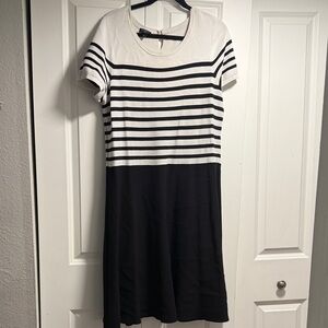 Talbots Monochrome Striped Midi Dress